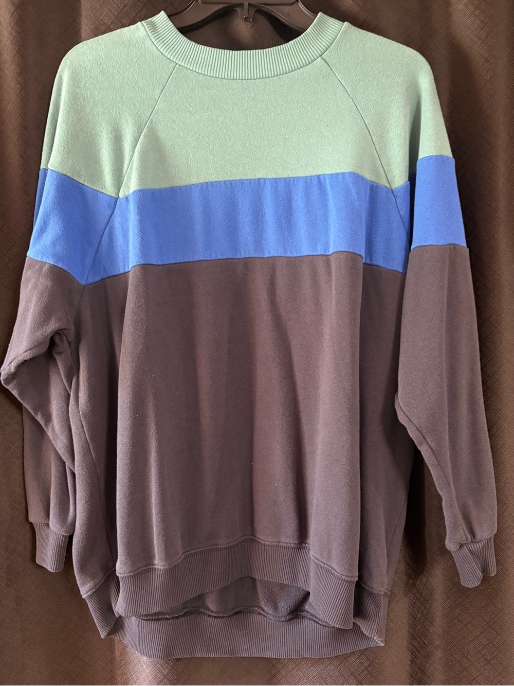 American Eagle Outfitters Colorblock Sweatshirt- Mint Green, Blue & Navy